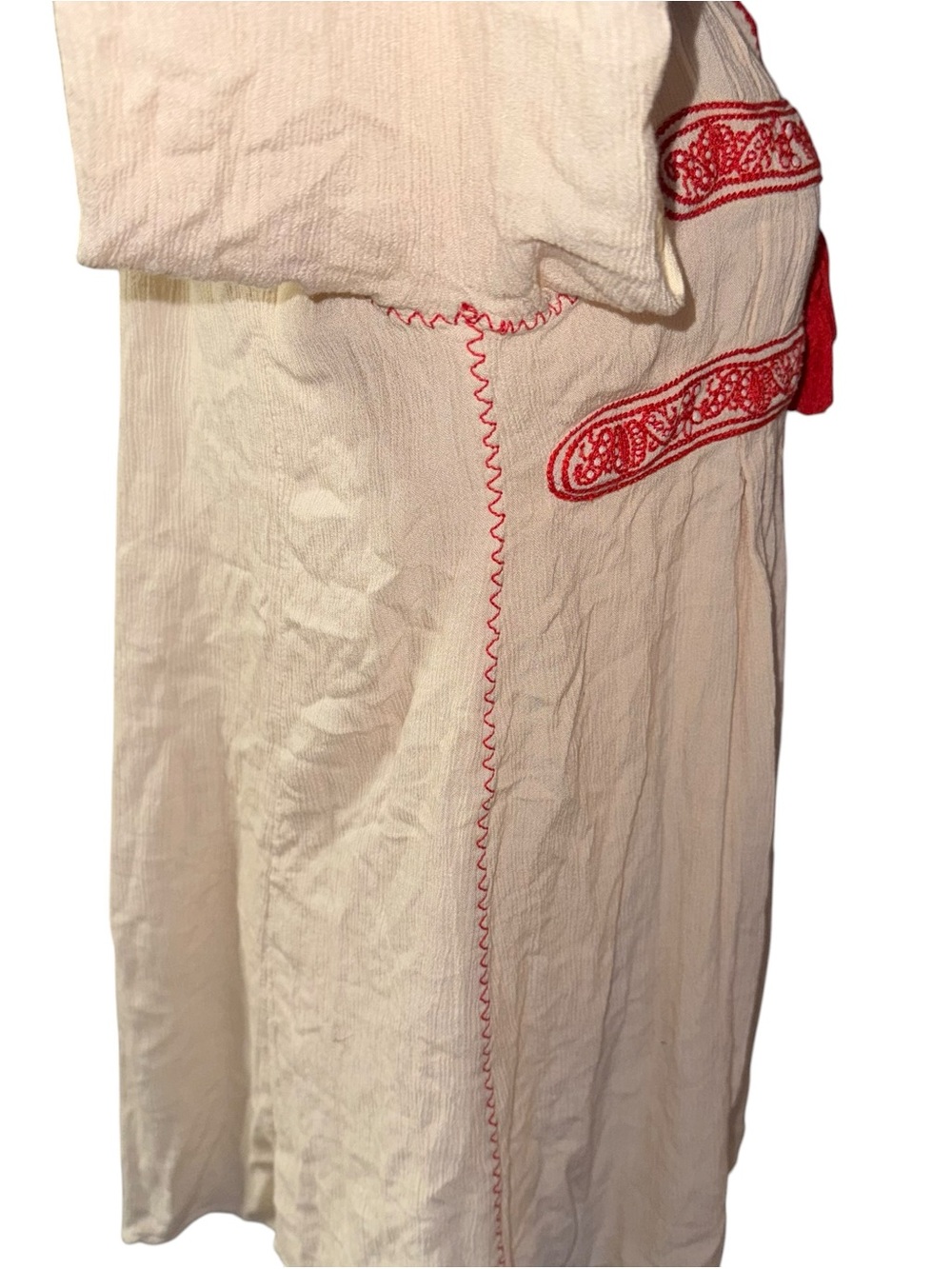 Free People Cream Peasant Top with Red Trim - Picture 10 of 13